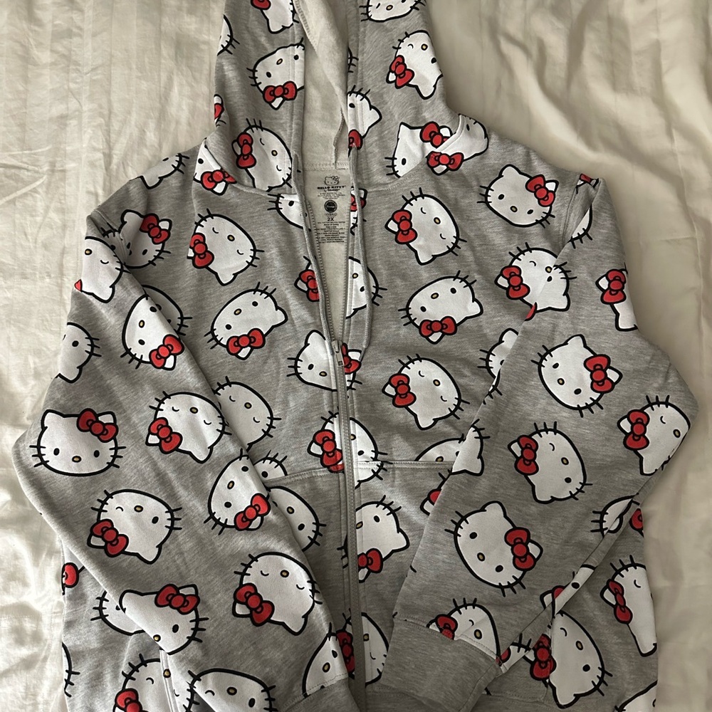 Hello Kitty Gray Hoodie with Red Accents